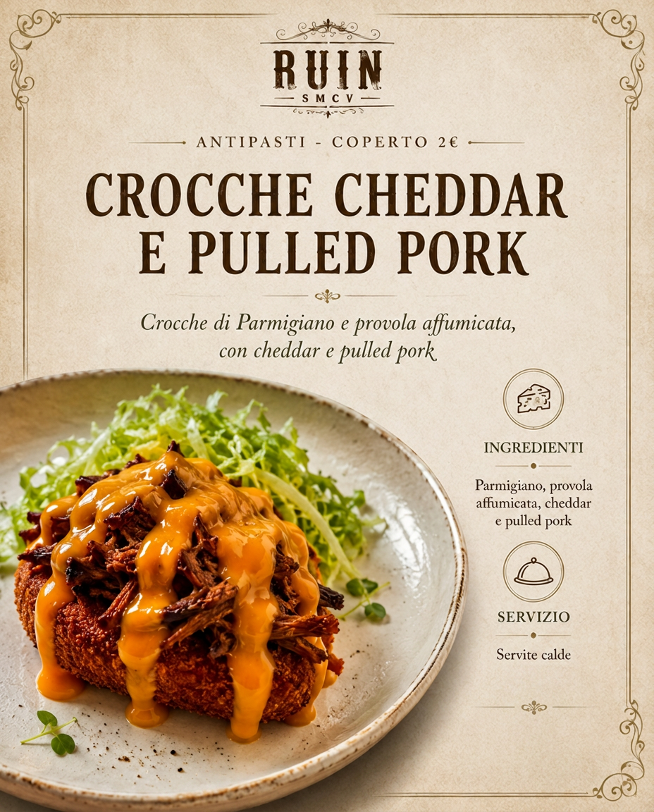 CROCCHE CHEDDAR E PULLED PORK